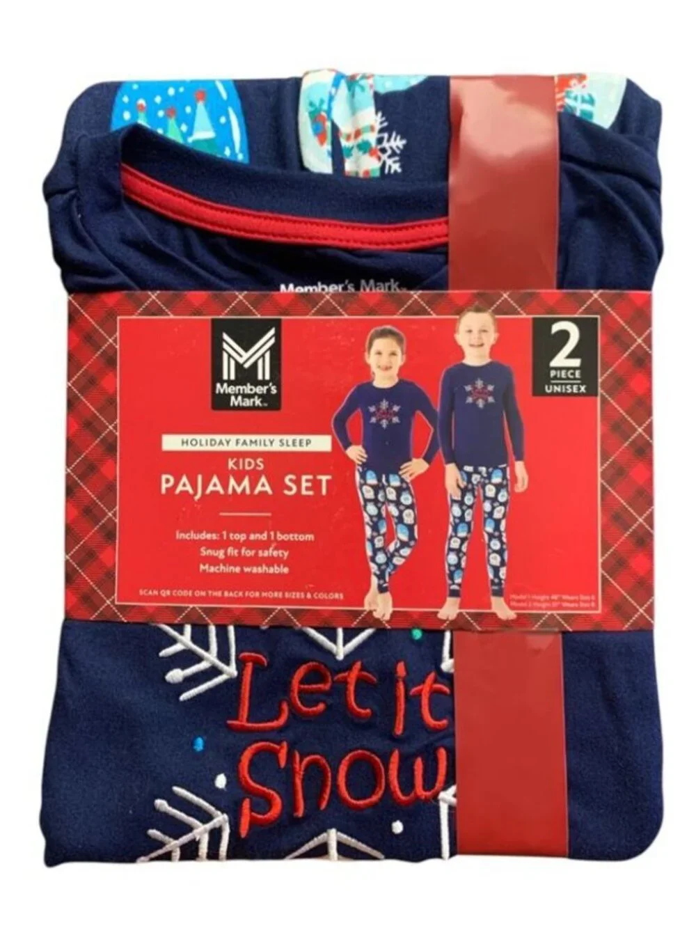 NEW Member's Mark Kids Holiday Pajama Sets Blue 6
